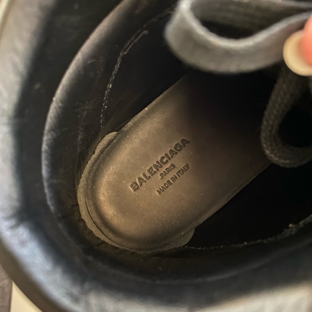 Authentic BALENCIAGA Women Sneakers mid top leather black mesh blue Size 5.5(36) - Picture 7 of 14